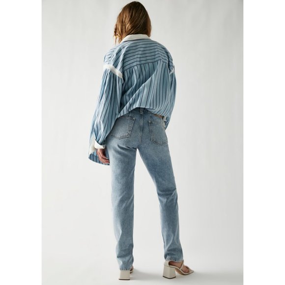Free People Light Blue Straight Leg Jeans - Picture 8 of 10
